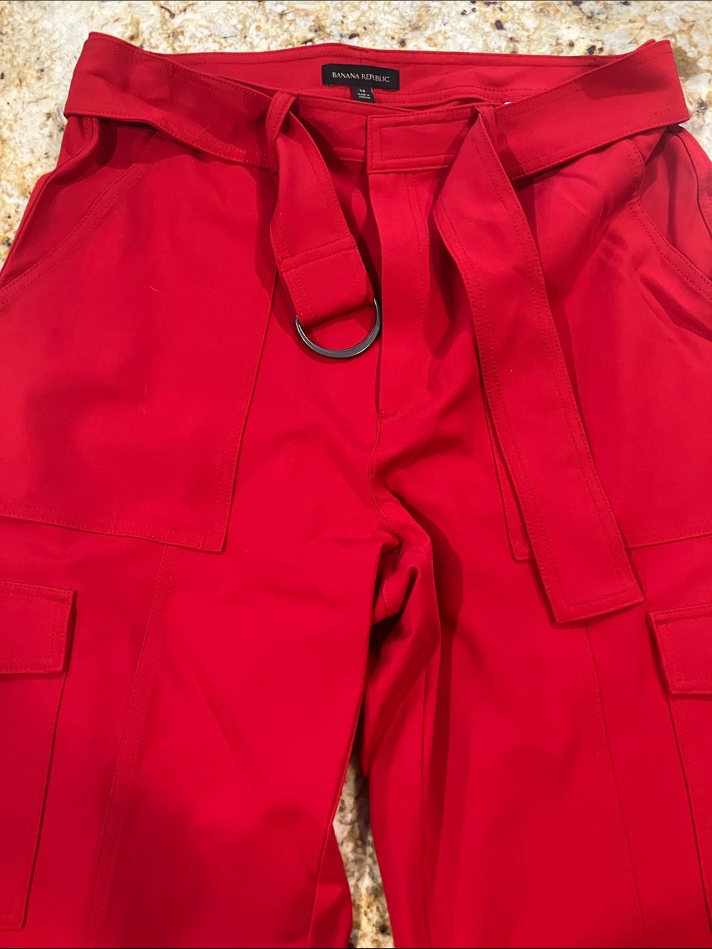 Banana Republic Bright Red Cargo Pants with D-Ring Belt
